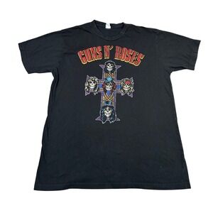 Vintage Guns N Roses Graphic T Shirt Band Tee‎ Rock Music Skull Black Mens